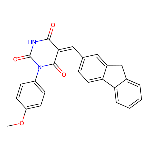 (5Z)-5-(9H-fluoren-2-ylmethylidene)-1-(4-methoxyphenyl)-1,3-diazinane-2,4,6-trione structure