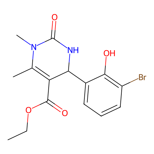 ethyl 4-(3-bromo-2-hydroxyphenyl)-1,6-dimethyl-2-oxo-1,2,3,4-tetrahydropyrimidine-5-carboxylate structure