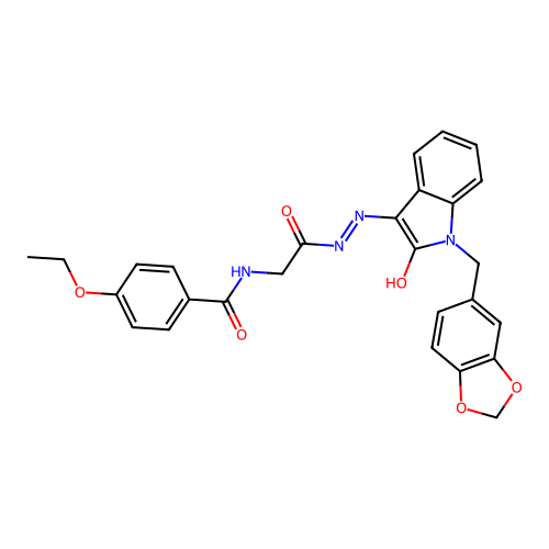 (Z)-N-(2-(2-(1-(benzo[d][1,3]dioxol-5-ylmethyl)-2-oxoindolin-3-ylidene)hydrazinyl)-2-oxoethyl)-4-ethoxybenzamide structure