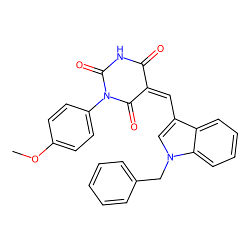 (5Z)-5-[(1-benzylindol-3-yl)methylidene]-1-(4-methoxyphenyl)-1,3-diazinane-2,4,6-trione structure