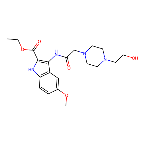 Ethyl 3-[[2-[4-(2-hydroxyethyl)piperazin-1-yl]acetyl]amino]-5-methoxy-1H-indole-2-carboxylate structure