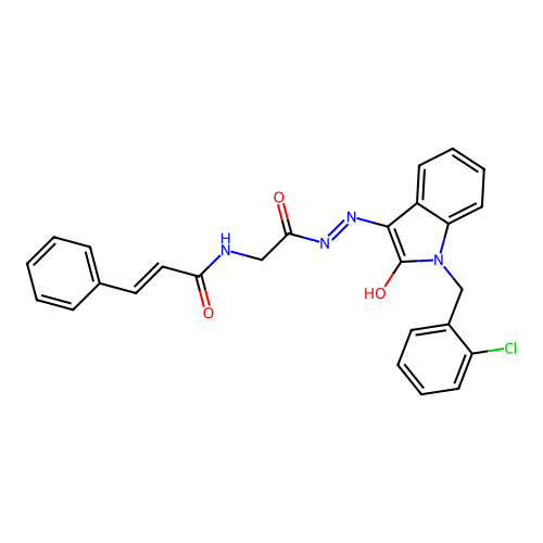 N-(2-((Z)-2-(1-(2-chlorobenzyl)-2-oxoindolin-3-ylidene)hydrazinyl)-2-oxoethyl)cinnamamide structure