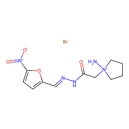 Pyrrolidinium, amino(((5-nitrofurfurylidene)hydrazino)carbonylmethyl)-, bromide structure