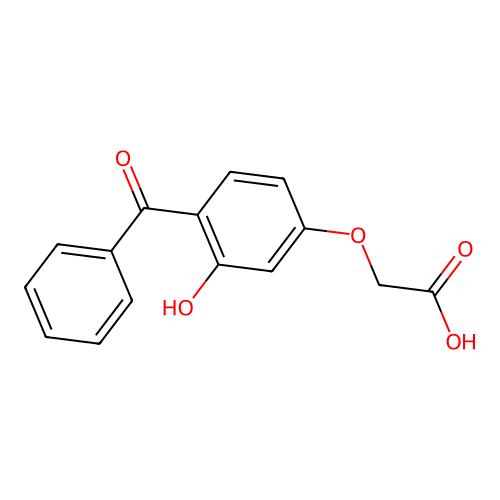 3-Hydroxy-4-benzoylphenoxyacetic acid structure