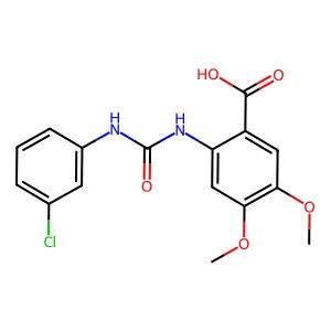 2-[(3-Chlorophenyl)carbamoylamino]-4,5-dimethoxybenzoic acid structure