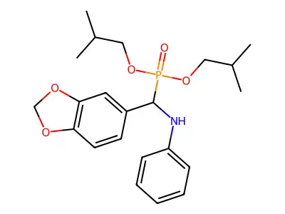 N-[1,3-benzodioxol-5-yl-[bis(2-methylpropoxy)phosphoryl]methyl]aniline structure