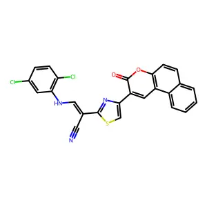 (2Z)-3-[(2,5-dichlorophenyl)amino]-2-[4-(3-oxo-3H-benzo[f]chromen-2-yl)-1,3-thiazol-2-yl]prop-2-enenitrile structure