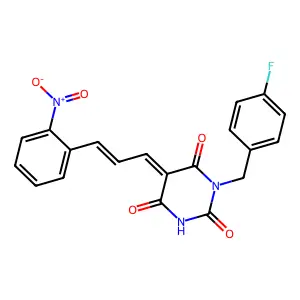 (5Z)-1-[(4-fluorophenyl)methyl]-5-[(E)-3-(2-nitrophenyl)prop-2-enylidene]-1,3-diazinane-2,4,6-trione structure
