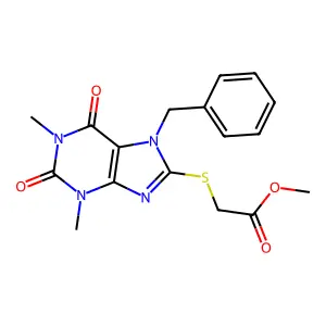 Methyl 2-(7-benzyl-1,3-dimethyl-2,6-dioxopurin-8-yl)sulfanylacetate structure