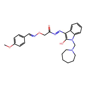 2-[[[(4-Methoxyphenyl)methylene]amino]oxy]acetic acid 2-[1-[(hexahydro-1H-azepin-1-yl)methyl]-1,2-dihydro-2-oxo-3H-indol-3-ylidene]hydrazide structure