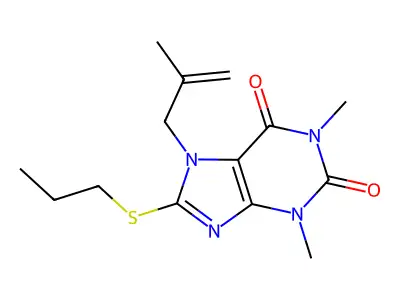 1,3-Dimethyl-7-(2-methylprop-2-enyl)-8-propylsulfanylpurine-2,6-dione structure
