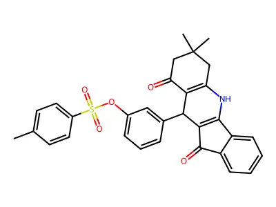 3-(7,7-dimethyl-9,11-dioxo-6,7,8,9,10,11-hexahydro-5H-indeno[1,2-b]quinolin-10-yl)phenyl 4-methylbenzenesulfonate structure