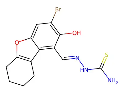 [(3-Bromo-2-oxo-6,7,8,9-tetrahydrodibenzofuran-1-ylidene)methylamino]thiourea structure