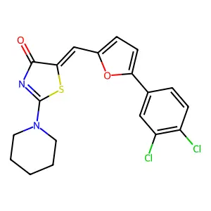 5-[[5-(3,4-Dichlorophenyl)-2-furanyl]methylene]-2-(1-piperidinyl)-4(5H)-thiazolone structure
