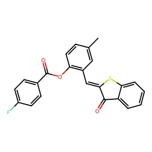 (Z)-4-methyl-2-((3-oxobenzo[b]thiophen-2(3H)-ylidene)methyl)phenyl 4-fluorobenzoate structure