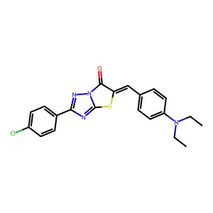 (5E)-2-(4-chlorophenyl)-5-[4-(diethylamino)benzylidene][1,3]thiazolo[3,2-b][1,2,4]triazol-6(5H)-one structure