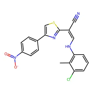 (Z)-3-((3-chloro-2-methylphenyl)amino)-2-(4-(4-nitrophenyl)thiazol-2-yl)acrylonitrile structure