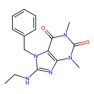 7-benzyl-8-(ethylamino)-1,3-dimethyl-3,7-dihydro-1H-purine-2,6-dione structure