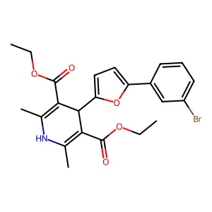 Diethyl 4-(5-(3-bromophenyl)furan-2-yl)-2,6-dimethyl-1,4-dihydropyridine-3,5-dicarboxylate structure