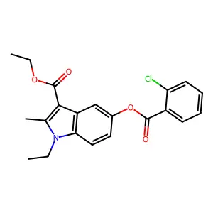ethyl 5-((2-chlorobenzoyl)oxy)-1-ethyl-2-methyl-1H-indole-3-carboxylate structure