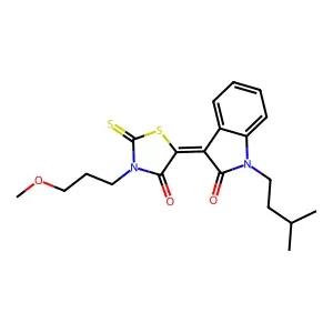 5-(1-isopentyl-2-oxo-1,2-dihydro-3H-indol-3-yliden)-3-(3-methoxypropyl)-2-thioxo-1,3-thiazolan-4-one structure