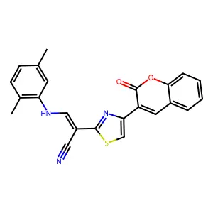 (Z)-3-((2,5-dimethylphenyl)amino)-2-(4-(2-oxo-2H-chromen-3-yl)thiazol-2-yl)acrylonitrile structure