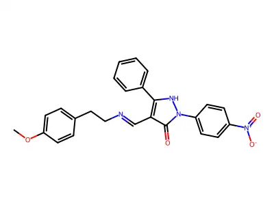 (4E)-4-({[2-(4-methoxyphenyl)ethyl]amino}methylidene)-2-(4-nitrophenyl)-5-phenyl-2,4-dihydro-3H-pyrazol-3-one structure