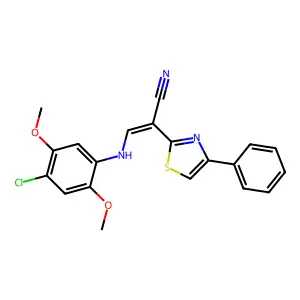 (Z)-3-((4-chloro-2,5-dimethoxyphenyl)amino)-2-(4-phenylthiazol-2-yl)acrylonitrile structure