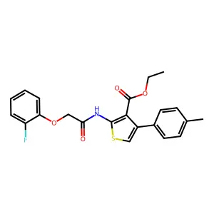 ET 2-(((2-Fluorophenoxy)acetyl)amino)-4-(4-methylphenyl)-3-thiophenecarboxylate structure