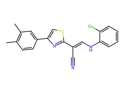 (2E)-3-[(2-chlorophenyl)amino]-2-[4-(3,4-dimethylphenyl)-1,3-thiazol-2-yl]prop-2-enenitrile structure