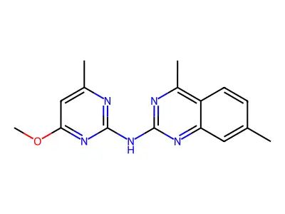 N-(4-methoxy-6-methylpyrimidin-2-yl)-4,7-dimethylquinazolin-2-amine structure