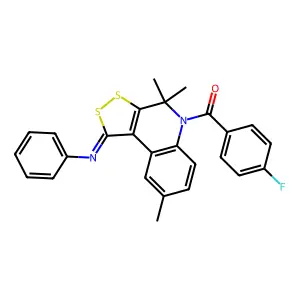 (4-fluorophenyl)[(1Z)-4,4,8-trimethyl-1-(phenylimino)-1,4-dihydro-5H-[1,2]dithiolo[3,4-c]quinolin-5-yl]methanone structure