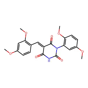 (5Z)-1-(2,5-dimethoxyphenyl)-5-[(2,4-dimethoxyphenyl)methylidene]-1,3-diazinane-2,4,6-trione structure