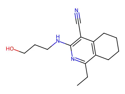 1-Ethyl-3-(3-hydroxypropylamino)-5,6,7,8-tetrahydroisoquinoline-4-carbonitrile structure