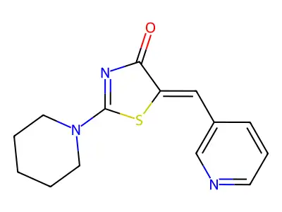 (Z)-2-(piperidin-1-yl)-5-(pyridin-3-ylmethylene)thiazol-4(5H)-one structure