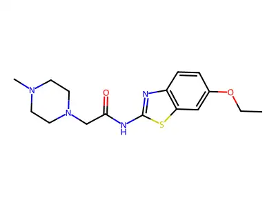 N-(6-ethoxy-1,3-benzothiazol-2-yl)-2-(4-methylpiperazin-1-yl)acetamide structure