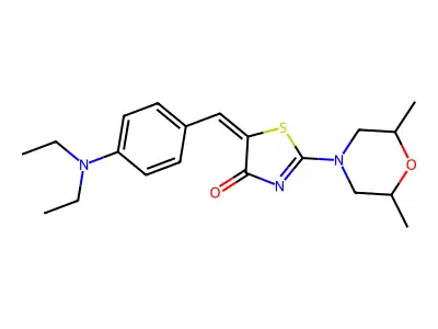 (Z)-5-(4-(diethylamino)benzylidene)-2-(2,6-dimethylmorpholino)thiazol-4(5H)-one structure