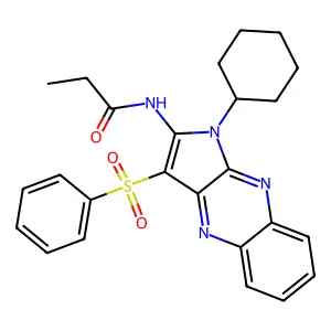 N-[3-(benzenesulfonyl)-1-cyclohexylpyrrolo[3,2-b]quinoxalin-2-yl]propanamide structure