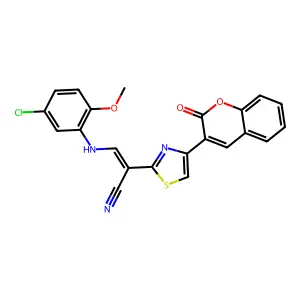 (Z)-3-((5-chloro-2-methoxyphenyl)amino)-2-(4-(2-oxo-2H-chromen-3-yl)thiazol-2-yl)acrylonitrile structure