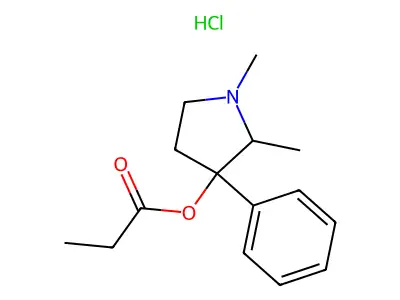 3-Pyrrolidinol, 1,2-dimethyl-3-phenyl-, 3-propanoate, hydrochloride (1:1) structure