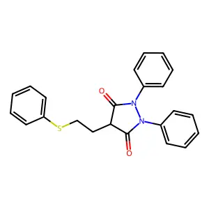 1,2-Diphenyl-4-(2-(phenylthio)ethyl)-3,5-pyrazolidinedione structure