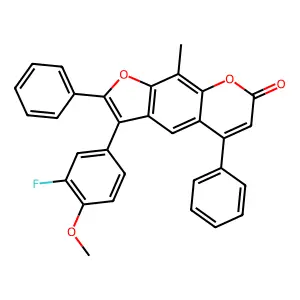 3-(3-fluoro-4-methoxyphenyl)-9-methyl-2,5-diphenyl-7H-furo[3,2-g]chromen-7-one structure
