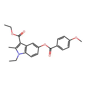 ethyl 1-ethyl-5-((4-methoxybenzoyl)oxy)-2-methyl-1H-indole-3-carboxylate structure