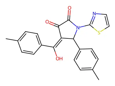 3-hydroxy-4-(4-methylbenzoyl)-5-(4-methylphenyl)-1-(1,3-thiazol-2-yl)-2,5-dihydro-1H-pyrrol-2-one structure