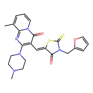 3-{(Z)-[3-(2-FURYLMETHYL)-4-OXO-2-THIOXO-1,3-THIAZOLIDIN-5-YLIDENE]METHYL}-9-METHYL-2-(4-METHYL-1-PIPERAZINYL)-4H-PYRIDO[1,2-A]PYRIMIDIN-4-ONE structure