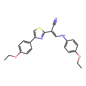 (E)-3-((4-ethoxyphenyl)amino)-2-(4-(4-ethoxyphenyl)thiazol-2-yl)acrylonitrile structure