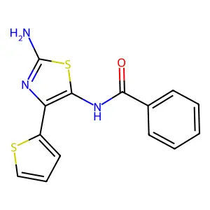 N-[2-amino-4-(thiophen-2-yl)-1,3-thiazol-5-yl]benzamide structure