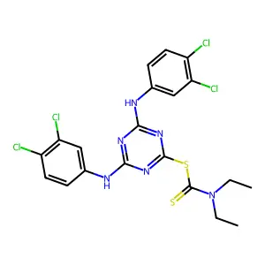 4,6-Bis((3,4-dichlorophenyl)amino)-1,3,5-triazin-2-yl diethyldithiocarbamate structure