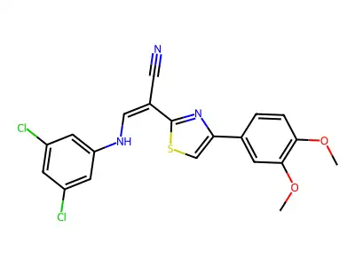 (Z)-3-(3,5-dichloroanilino)-2-[4-(3,4-dimethoxyphenyl)-1,3-thiazol-2-yl]prop-2-enenitrile structure