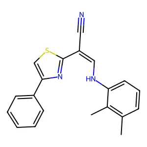 (Z)-3-((2,3-dimethylphenyl)amino)-2-(4-phenylthiazol-2-yl)acrylonitrile structure